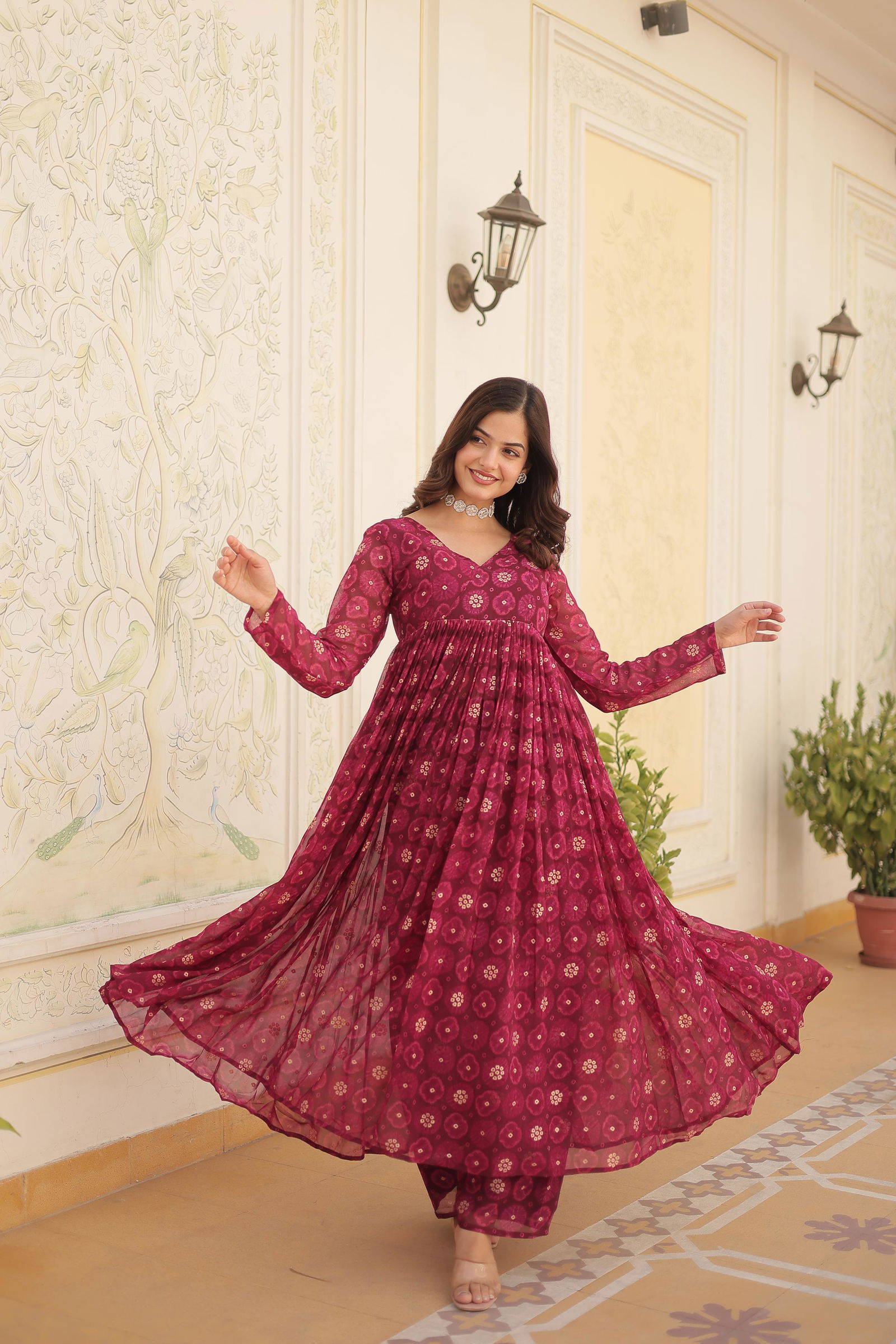 KA 1096 Faux Georgette Printed Heavy Designer Kurti With Bottom Wholesale Shop In Surat